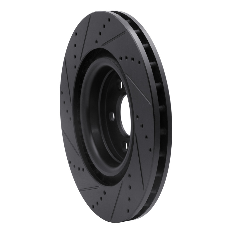 Chrysler 300 Brake Rotor (1) - Front Right - R1 Concepts - Drilled & Slotted - Black - `05-`23